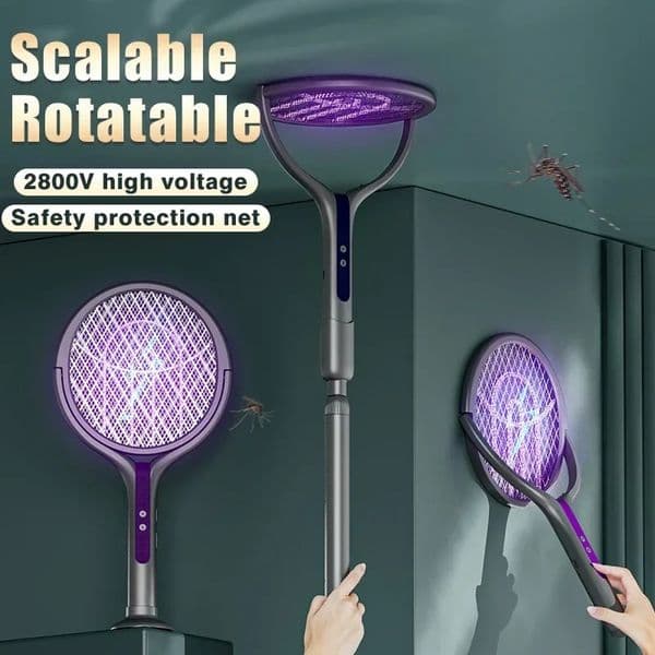 Retractable Rotatable Mosquito Killer Lamp Multifunctional USB Rechargeable Mosquito Swatter Household Bat Swatter 250606BJ