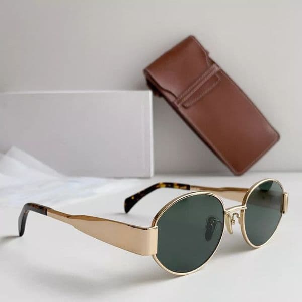 Womens Oval Frame Designer Sunglasses Women Metal Mirror Legs Green Lens Sunglasses Retro Small Round Frame Sexy Little Women Glasses