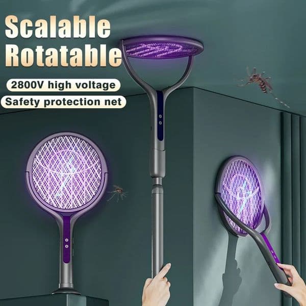 Multi functional 2-in-1 mosquito killer lamp angle retractable mosquito swatter USB rechargeable mosquito swatter bat swatter 250606wwBJ