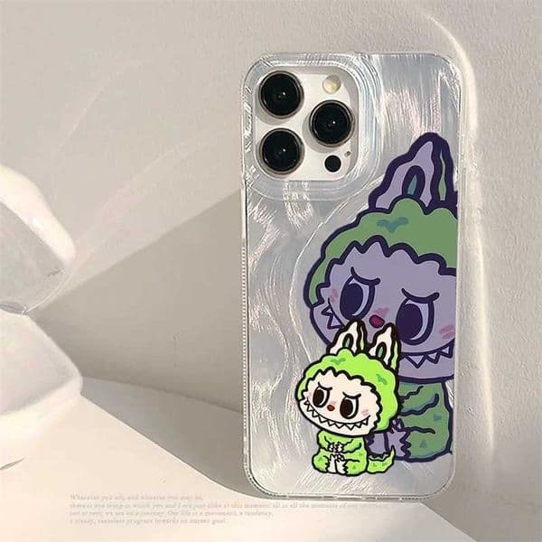 Cartoon Green Labubu Phone Case For 16 15 14 13 12 11 Pro Max XS X XR 7 8 Plus 15 16Pro SE 2022 13 Shockproof Cover CasesXJ250609