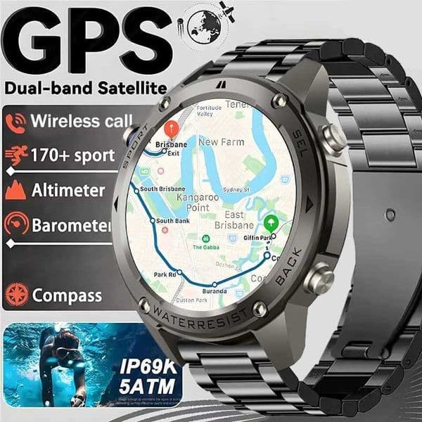 Fanwear 2025 New GPS Outdoor Sports Smart Watch 5ATM Swimming Smart Watch Compass Barometric Altitude wireless connections Call For HUAMI X250609
