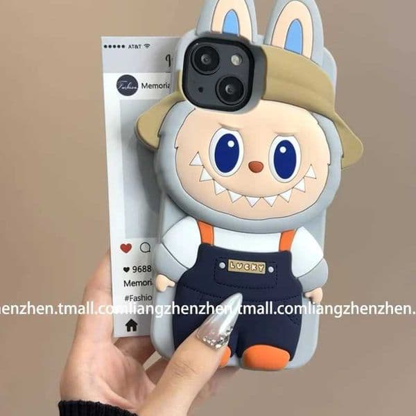 Labubu 3D phone case quirky fun cartoon anime anti-drop acrylic silicone protective case suitable for 16 girl gifts XJ250609