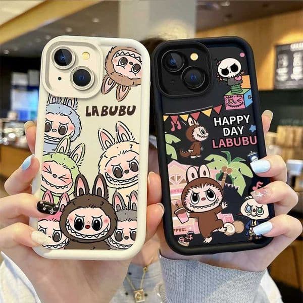 Cute P- Mart Labubu Cartoon Phone Soft Case for 16 15 14 13 12 11 Pro Max 16 15 14 8 7 Plus X XS Max 8 7 Silicone CoverXJ250609