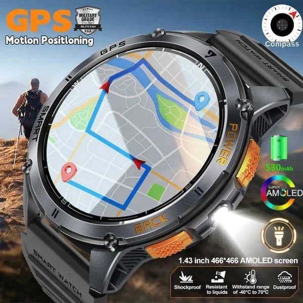 LIGE New Premium GPS Smart Watch Outdoor Altimeter Barometer AMOLED Screen Built-in GPS Compass Military Sports Smartwatch Men X250609