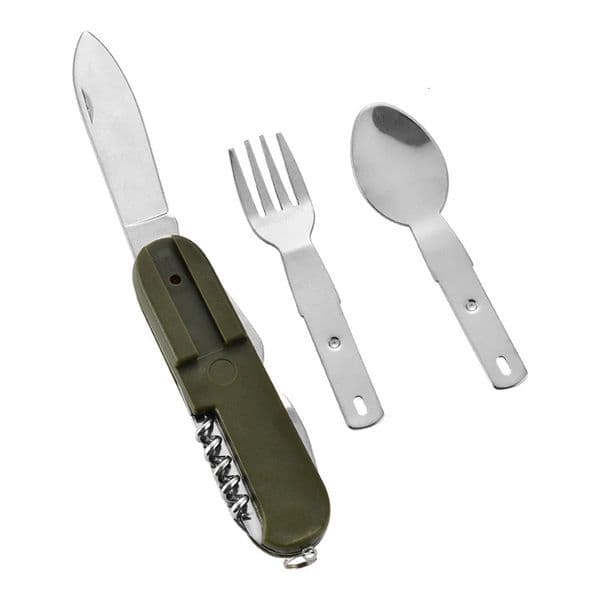 7 In 1 Outdoor Tableware Stainless Steel Foldable Fork Spoon Knife Picnic Camping Hiking Travel Dinnerware Multi Tools 250609