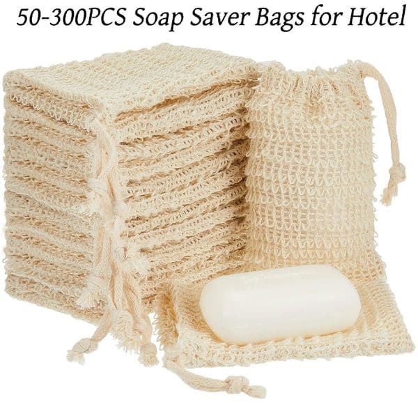 50-300PCS Soap Bags for el Natural Sisal Soap Saver Bag with Drawstring Exfoliating Soap Pouch for Bath Shower Foaming Soaps 250604BJ