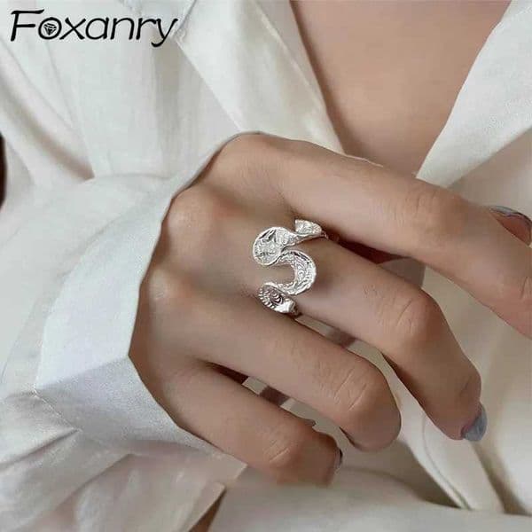 anry Silver Color Wave Geometric Ring For Women Girls Creative Design Korean Trend Personality Party Jewelry Gifts Wholesale W250609 W250609