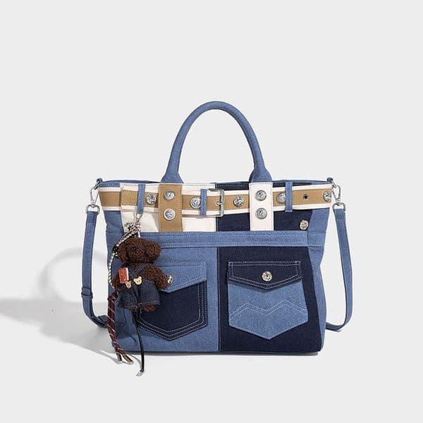 Free Shipping Designer Bags Niche Retro Motorcycle Bag For Women New High-quality Canvas Luxury Patchwork Vintage Shoulder Crossbody Tote Bag Trend