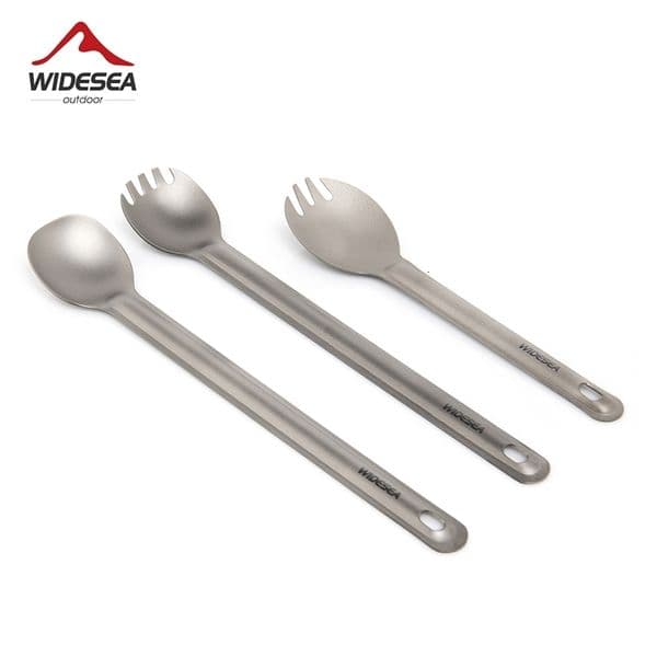 Widesea Camping Spork Spoon Outdoor Lightweight Fork Tableware Portable Picnic Hiking Traveling Ultralight Dinnerware 250609