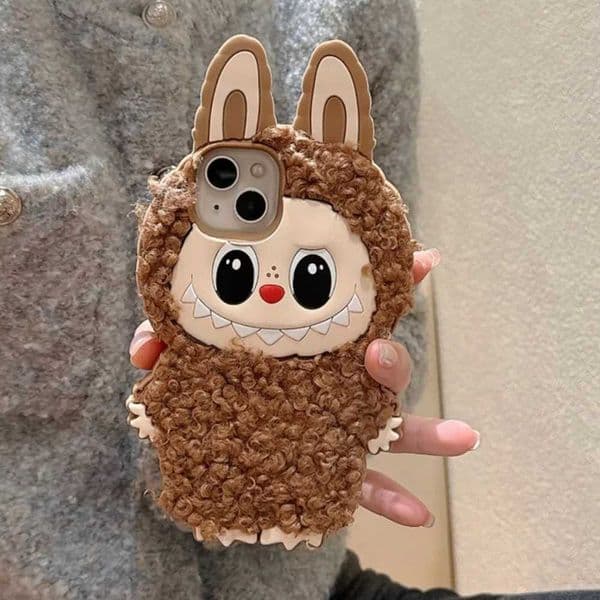 New 3D Cartoon Labubu Plush Phone Cases Shockproof W Soft Silicone Cover For 15 14 Plus 16 13 12 Pro MaxXJ250609
