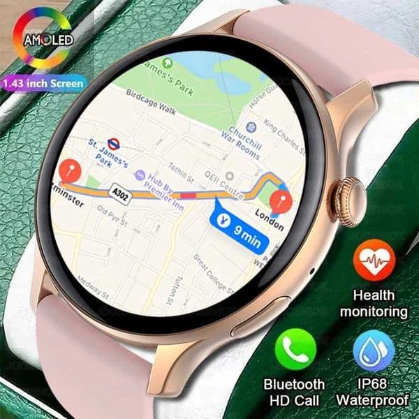 For GPS Sports Smart Watch 1.43 inch AMOLED HD Ladies Watches Screen Always Display Time wireless connections Call Smartwatch Women X250609
