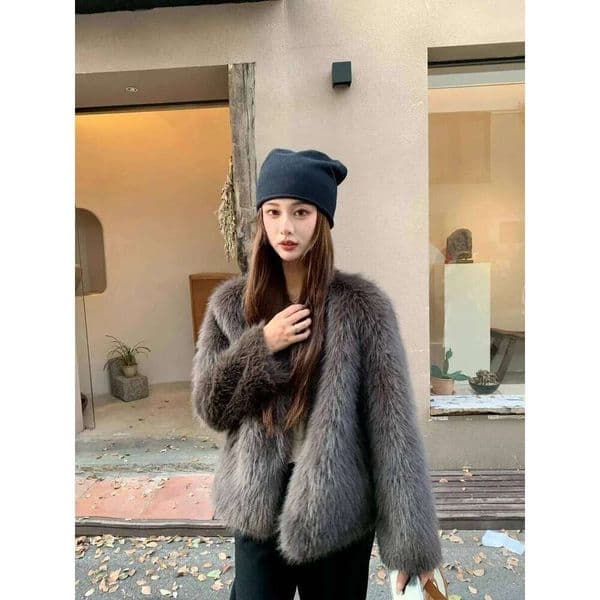 Winter New Molai Clothing Slim lmitation Fox Jacket High Grade Loose Casual Womens Faux Fur Coat Top