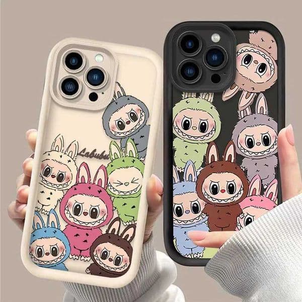 Cute Cool Cartoon Labubu Case For 15 16 16E 14 13 12 11 Pro Max X XS X S Max XR SE 2020 SE4 7 8 Shockproof Silicone CoverXJ250609