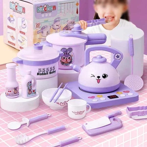 Kids Play Kitchen Accessories Set Pretend Pots and Pans Playset Toddler Cooking Set Play Kitchen Toys Birthday Gift for kids XJ250609