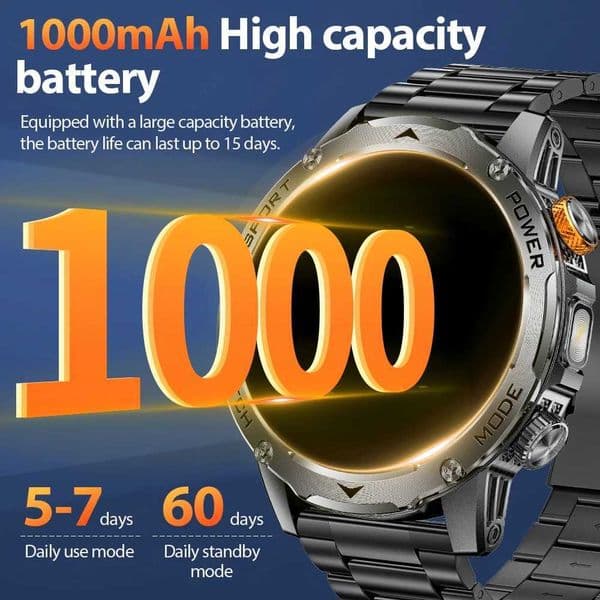 LIGE 2025 Outdoor Military Smart Watch for Men GPS Track Waterproof 1000mAh Health Sport Fitness Bracelet LED Flashlight Smartwatch X2506091