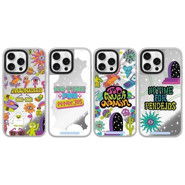 No Time Silver Border Mirror Magnetic Phone Case Cover for 16 15 14 13 12 Pro Max Case for 16 Pro Max XJ250609