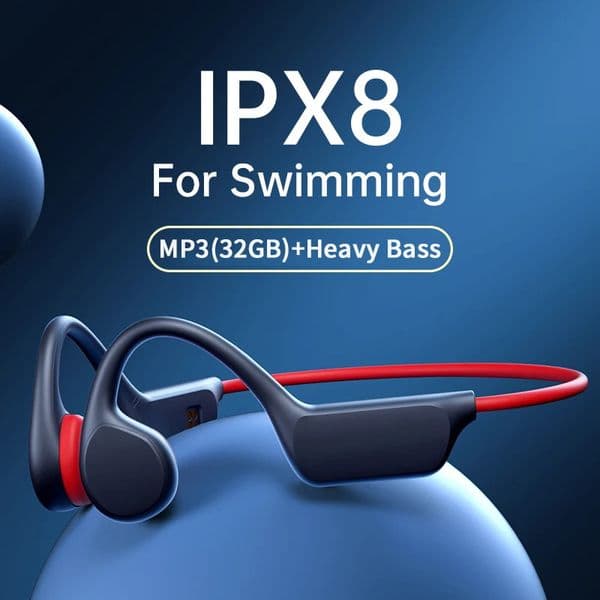 Bone Conduction Earphones Bluetooth Wireless IPX8 Waterproof MP3 Player Hifi Ear-hook Headphone With Mic Headset For Swimming 250609