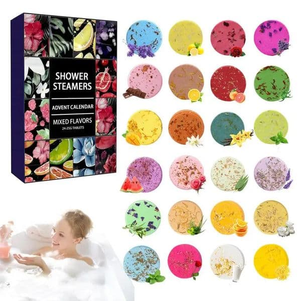 24pcs Shower Steamers Advent Calendar kit Aromatherapy Shower Bombs Self Care and Relaxation Stress Relief Bath Bombs 250604