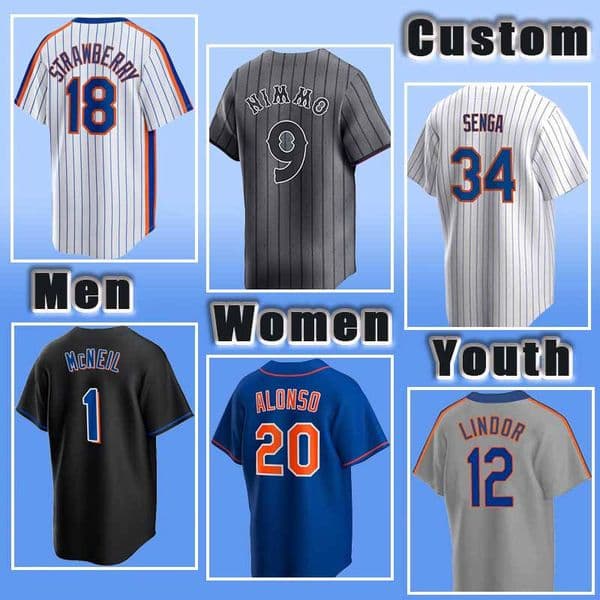 Jeff McNeil Pete Alonso Baseball Mets Jerseys Francisco Lindor Brandon Nimmo Mark Vientos Juan Soto Starling Marte Kodai Senga Frankie Montas Francisco Alvarez
