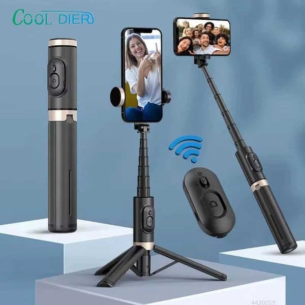 COOL DIER 2024 NEW BTSelfie Stick Foldable Wireless Tripod with BTShutter Monopod Live Photograph for Smartphone M250610