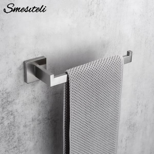 Brushed Nickel Towel Rack Bathroom Hardware Set Towel Holder Hanger Stainless Steel Towel Rails Nails Wall Mounted Rustproofed 250605
