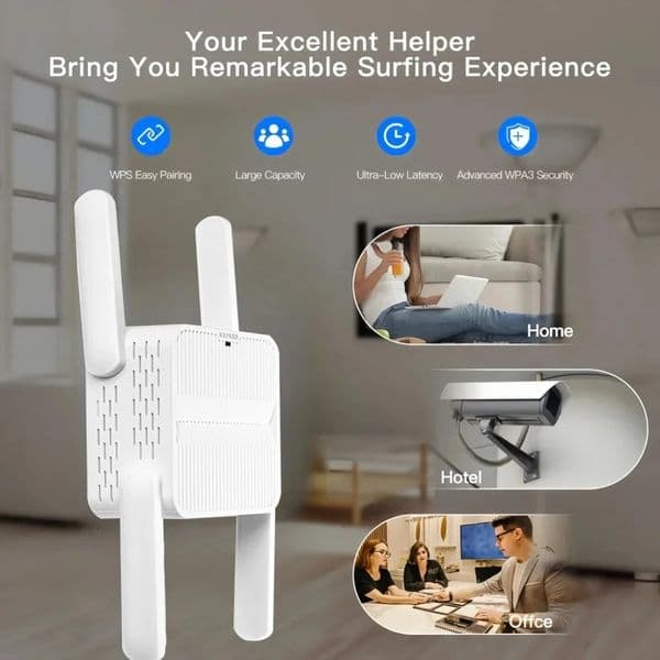 AX1500 WiFi 6 Repeater Extender Signal Booster Dual Band 2.4G/5GHz Wi-Fi Signal Amplifier Long Range Network Easy Set 250617