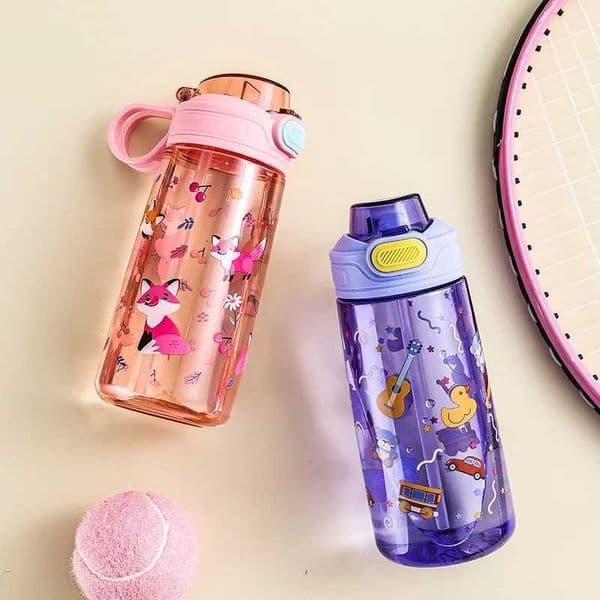 550ML Cute Kids Water Bottle with Straw Free BPA Leakproof Outdoor Portable Childrens Cups School Water Bottle for Children XJ250609