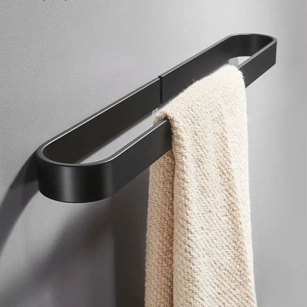 Towel Racks Black Aluminum Simple Style Nail-free U Pattern Towel Rod Towel Holder Kitchen Racks Bathroom Accessory Slipper Rack 250605