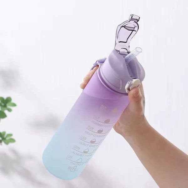 900ML Water Bottle With Time Marker Plastic Motivational Water Bottle with straw Drinking Bottle for Gym Sports Outdoor Travel XJ250609