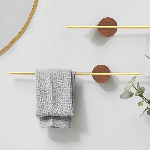 40/50cm Towel Rack Towel Hanger Bath Towel Holder Wood Wall Hanging Towel Bar Bathroom Shelf Kitchen Storage RacK Home Accessory 250605