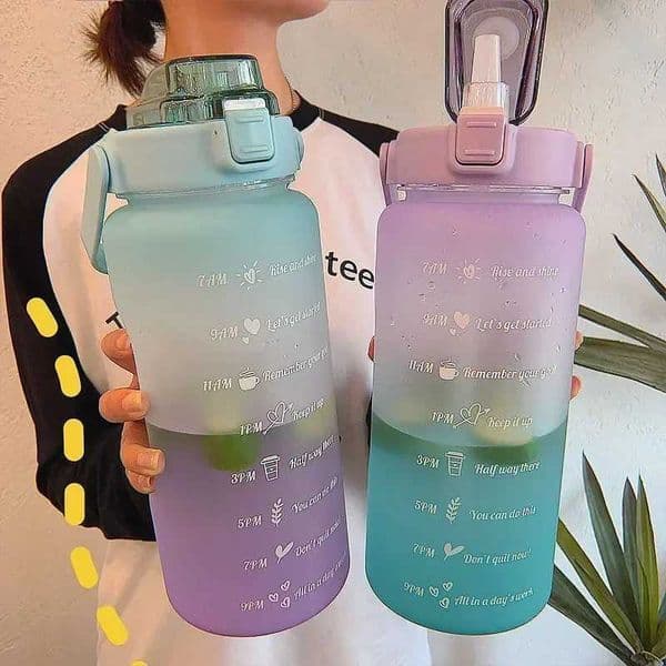 2 Liter Sports Water Bottle With Straw Large Capacity Fitness With Scale Gradient Kettle Outdoor Plastic Portable Water Bottle XJ250609 Y260515