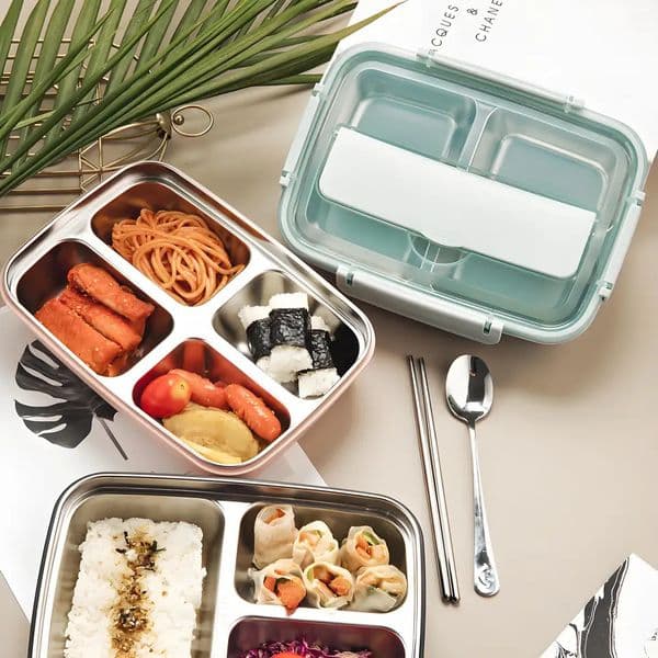 CommercialGrade Steel Lunch Box 3Compartment Meal Prep Container Leakproof Dishwasher Safe OfficeGym Essential w250609