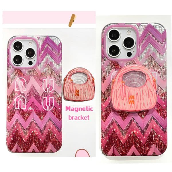 New Luxury Designer Case for iPhone 16 Pro Max Phone Case with Bracket 15 14 13 for Women New Color Magnetic Anti-drop Shockproof Cover Magnetic Case with Kickstand