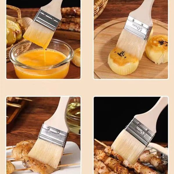 1/2/3 Inch Wooden Handle 5Pcs BBQ Brush For Wall And Furniture Tool Painting Set Artist Paint Brushes