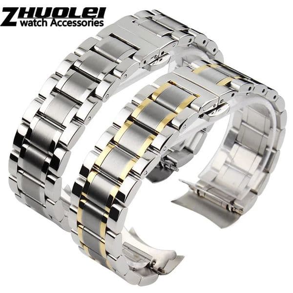 Curved end stainless steel watchband bracelet watch straps 16mm 17mm 18mm 19mm 20mm 21mm 22mm 23mm 24mm steel banding bracelet 250610