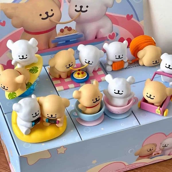 Blind box Maltese Cute Figurine Box Happy Continuous Original Genuine Version Model Desktop Decorations Ornaments Toy Gift