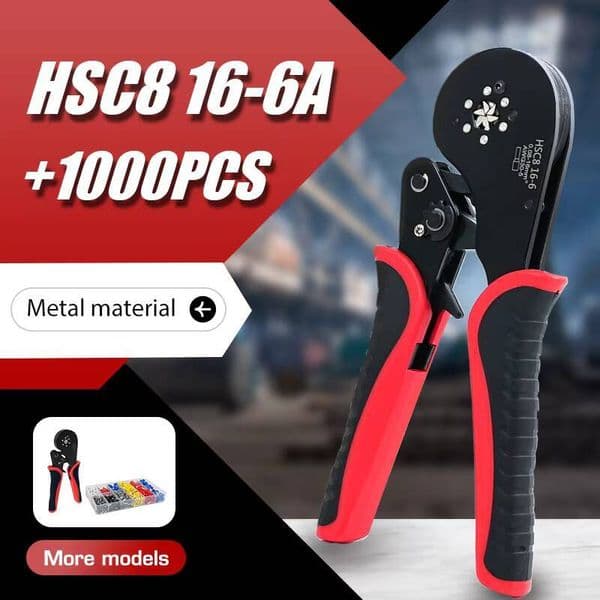1Pc Hsc8 16-6 Hexagonal Pliers, Self-Adjusting Ratchet Wire Crimping Tool For 0.08-16Mm² 1000Pcs Kit tues