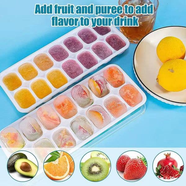 ice maker 14-Grid Silicone Tray Mold, Square Non-Toxic Durable Ice Cube Maker for Bar, Pub, Wine & Drinks