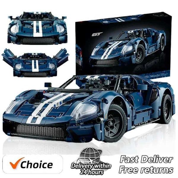 New 1466Pcs Technical 42154 Building Blocks Blue GT Race Car Assembly MOC Model Set Vehicle DIY Assembly Toy Adult Birthday Gift Z250611