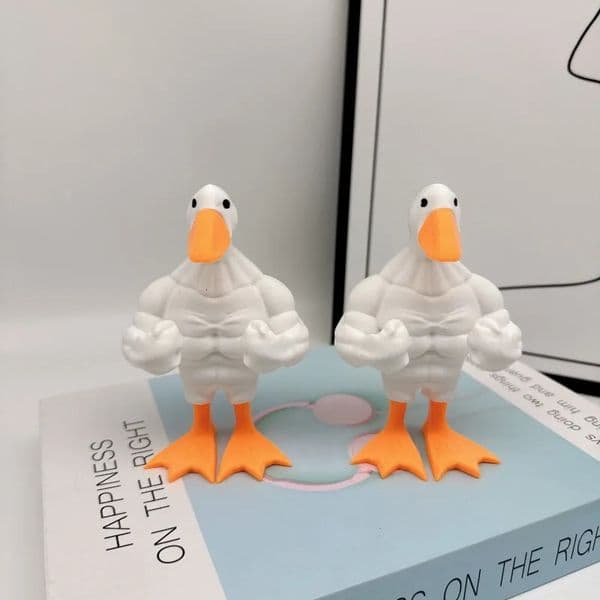 Creative Strong Muscle Duck Home Desktop Crafts Ornaments 3D Printed Plastic Animal Statue Decoration Gift 250604