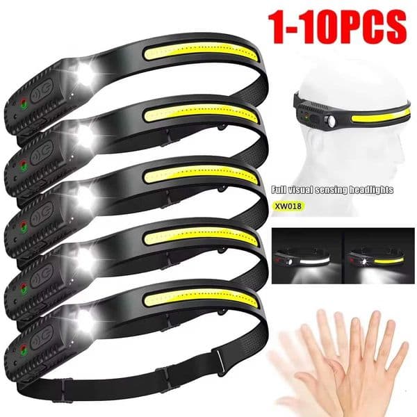 1-10PCS LED Sensor Headlamp Built-in Battery USB Rechargeable Head Flashlight Headlight Head Torch Camping Fishing Search Light Z250613