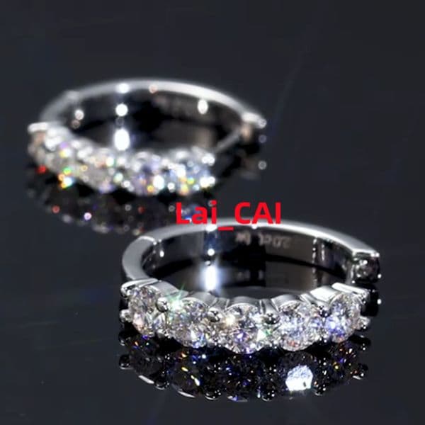 Moissanite Huggies Earring 14K White Gold Plated 925 Sterling Silver Women Men D Color VVS1 Lab Created Diamond Hoops Earrings