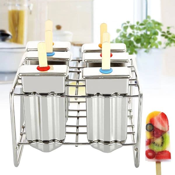 ddmynov Stainless Steel 6 Slots Mold, DIY Ice Cream Making Tool-Round Headed Double Groove, Single Capacity 85g-Safe ice maker & Durable