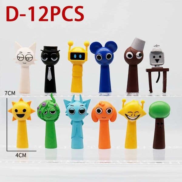 12Pcs/Set Funny Sprunki Figuras Model 6-8cm PVC Sprunki Game Anime Action Figure Toys Cartoon Children Birthday Gifts
