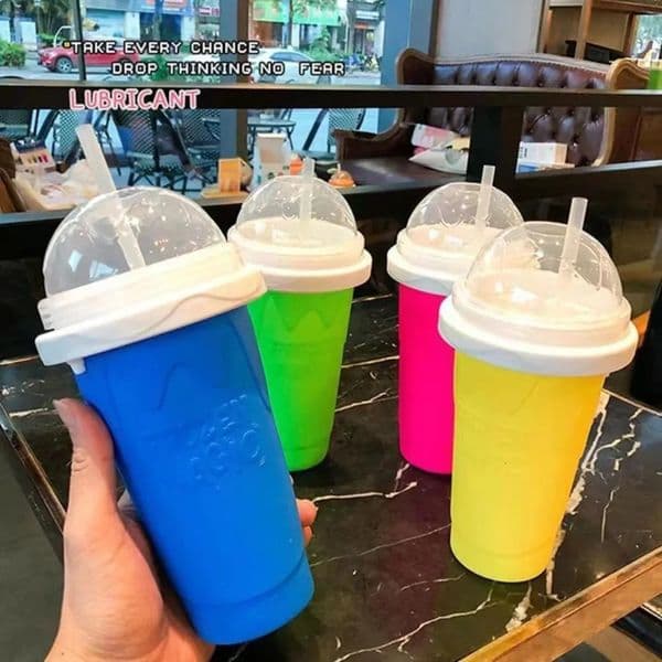 Slushie Magic Quick Frozen Smoothies Cup for Homemade Milk Shake Ice Cream Maker Cooling Cup with Straw and Spoon Birthday Gifts 250609BJ