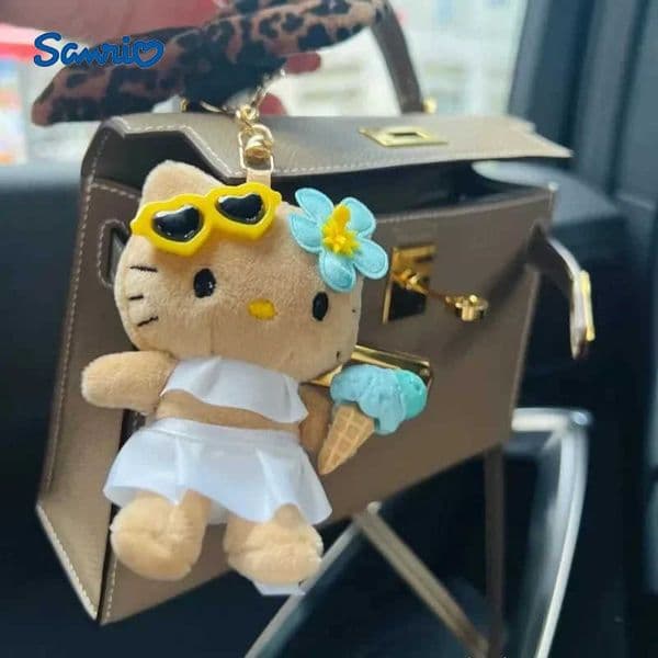 Sanrio Kawaii Hello Kitty Sunglasses Stuffed Plush Keychain Decoration Toy Soft Cartoon Backpack Pendant Dolls Birthday Gift L251025