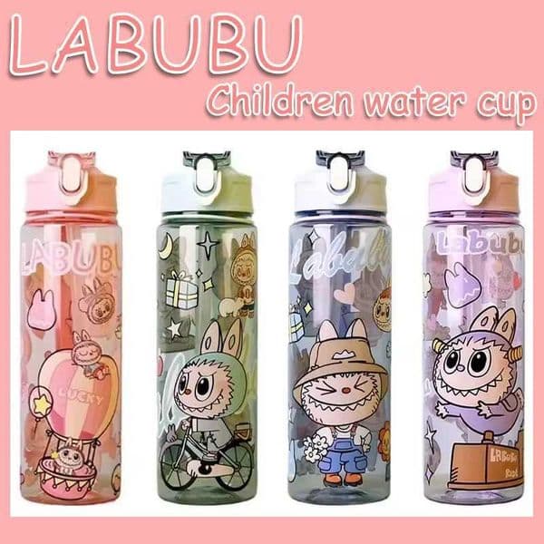 Kaii Labubu Water Cup 800ML Large Capacity Straw Bottle Back To School Anime Children Portable Outdoor Sports Water Cup Gifts XJ250612