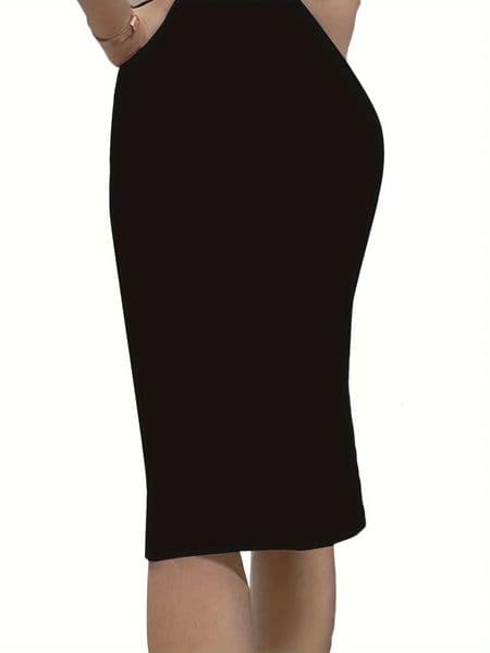 Womens solid color high waist pencil skirt elegant summer kneelength 250612A