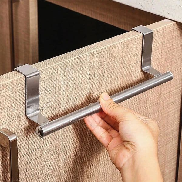 1 PC Stainless Steel Towel Bar Cabinet Door Hanging Bathroom Kitchen Wipe Rack 250530a