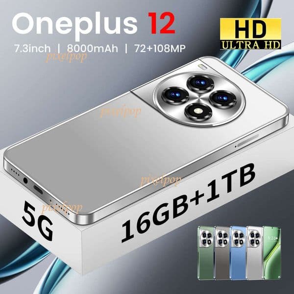 OnePlus 12 Phone 16+1T Android 7.3inch Dual SIM Phone High definition Camera Mobile Fingerprint Face ID